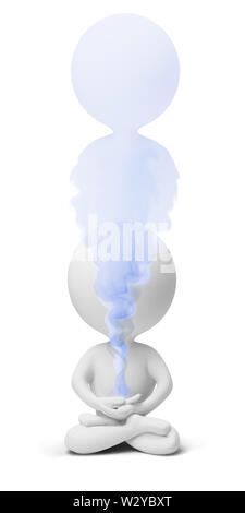 3d kleine Person, in der der Geist ist. 3D-Bild. Isoliert weißer Hintergrund. Stockfoto