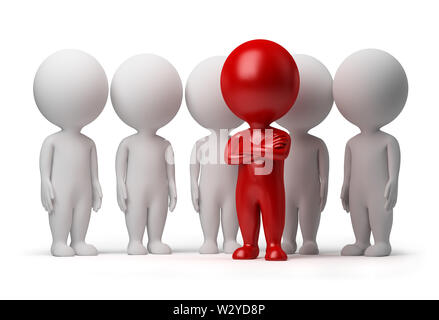 3d kleine Person der Leiter eines Teams mit roter Farbe zugewiesen. 3D-Bild. Isoliert weißer Hintergrund. Stockfoto