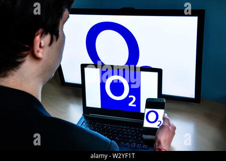 Logo O2 Stockfoto