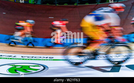 Sixdays Berlin 2019, 4. Tag, die GASAG Madison, Grosse Jagd (45 Minuten), Sonntag 27.01.2019, Velodrom, Prenzlauer Berg, Berlin, Deutschland Stockfoto