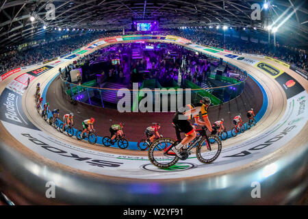 Sixdays Berlin 2019, 4. Tag. Sonntag 27.01.2019, 7,5 km Punktefahren, Velodrom, Prenzlauer Berg, Berlin, Deutschland Stockfoto