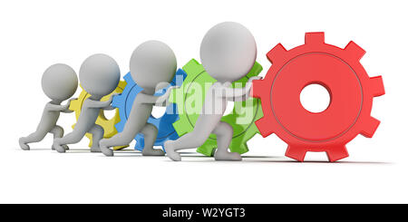 3d Kleine Leute - Team mit bunten Gänge. 3D-Bild. Weißer Hintergrund. Stockfoto
