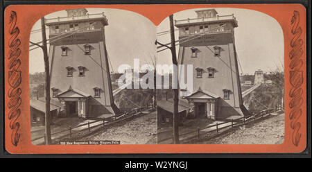 Neue Suspension Bridge und Tower, Niagara Falls, von Robert N Dennis Sammlung von stereoskopische Ansichten Stockfoto