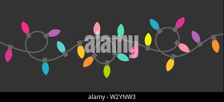 Weihnachtsbeleuchtung string leuchten im Dunkeln. Vector Illustration. Stock Vektor