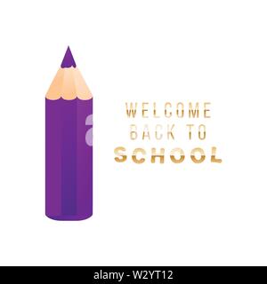 Zusammenfassung zurück zur Schule Hintergrund mit kurzen kleinen Bleistift. Willkommen Zurück Zitat zur Schule Stock Vektor