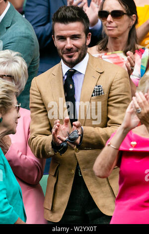 London, UK, 11. Juli 2019: David Beckham Besuche der Royal Box am Tag 10 im Wimbledon Tennis Championships 2019 auf der All England Lawn Tennis und Croquet Club in London. Credit: Frank Molter/Alamy leben Nachrichten Stockfoto