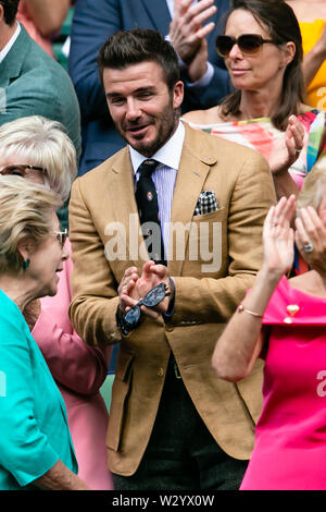 London, UK, 11. Juli 2019: David Beckham Besuche der Royal Box am Tag 10 im Wimbledon Tennis Championships 2019 auf der All England Lawn Tennis und Croquet Club in London. Credit: Frank Molter/Alamy leben Nachrichten Stockfoto