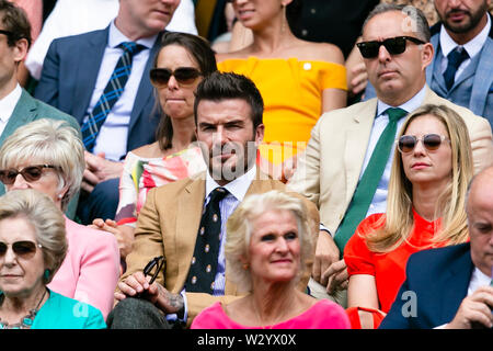 London, UK, 11. Juli 2019: David Beckham Besuche der Royal Box am Tag 10 im Wimbledon Tennis Championships 2019 auf der All England Lawn Tennis und Croquet Club in London. Credit: Frank Molter/Alamy leben Nachrichten Stockfoto