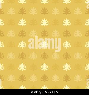 Weihnachtsbäume golden nahtlose Muster. Vector Illustration. Stock Vektor