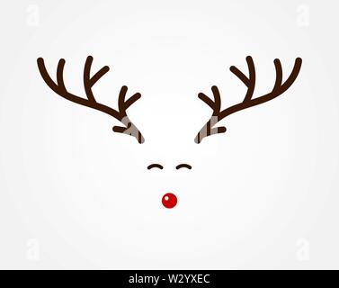 Weihnachten Rentier Symbol, Geweih und rote Nase Abbildung. Stock Vektor