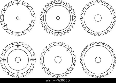 Kreissägeblatt disc. Holz Schneidwerkzeug. Flache Symbole Stock Vektor