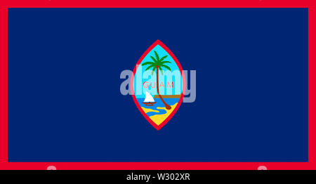 Flagge mit Wappen des Gebiets von Guam im westlichen Pazifischen Ozean - USA. Stockfoto