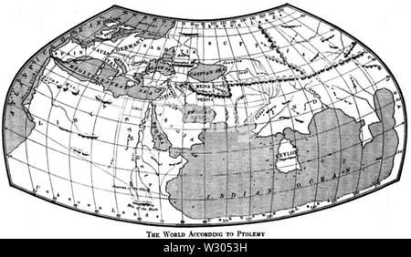 PD PtolemysWorldMap Stockfoto