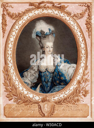Marie Antoinette, 1755-1793. Frau von König Ludwig XVI. und letzten Königin von Frankreich. Geboren Maria Antonia Josepha Johanna in Wien, Österreich. Nach einem Gemälde von Jean-Baptiste-André Gautier Dagoty. Stockfoto