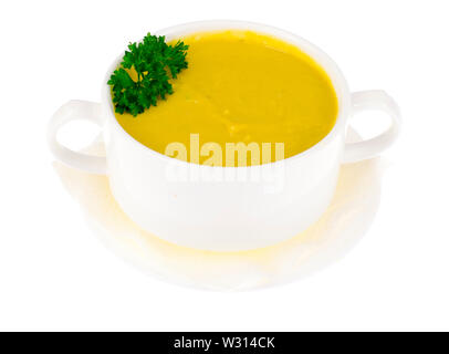 Suppe pürieren, auf weißem Hintergrund Stockfoto