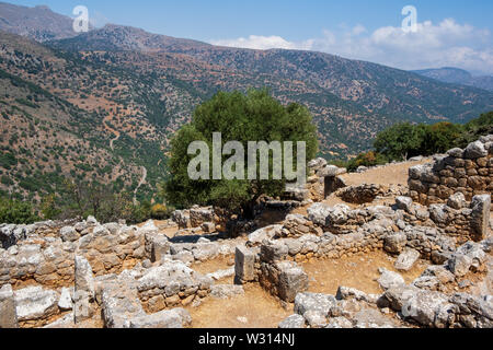 Hilltop Ruinen von Lato archäologische Stätte, Kreta Stockfoto