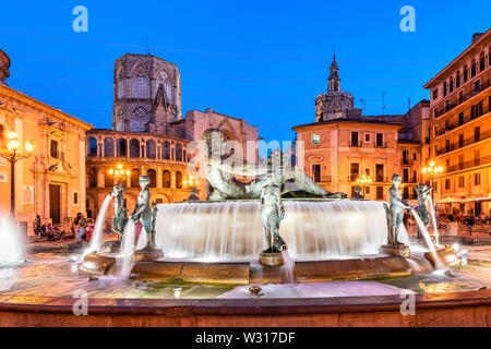 Plaza de la Virgen, Valencia, Comunidad Valenciana, Spanien Stockfoto