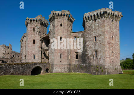 Raglan schloss, Monmouthshire, Wales, Großbritannien Stockfoto