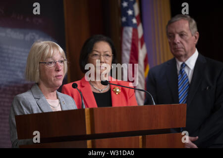 Washington, District of Columbia, USA. 11. Juli, 2019. United States Senator Patty Murray (Demokrat von Washington) spricht bei einer Pressekonferenz über die Einwanderung auf dem Capitol Hill in Washington, DC, USA am 11. Juli 2019. Credit: Stefani Reynolds/CNP/ZUMA Draht/Alamy leben Nachrichten Stockfoto