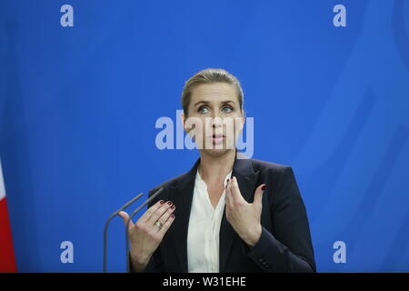 07.05.2019, Berlin, Deutschland, die neue dänische Premierminister Mette Frederiksen auf der Pressekonferenz im Bundeskanzleramt in Berlin. Stockfoto