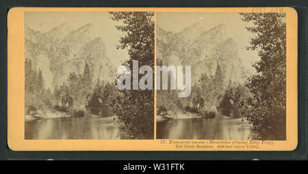 Pom-pom-pa-sus (Berge spielen Leap Frog), die Drei Brüder, 4.200 Meter hoch über dem Tal, von Eadweard Muybridge,, 1830-1904 Stockfoto