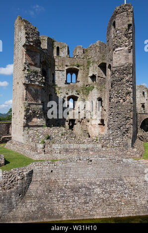 Der große Turm Raglan schloss, Monmouthshire, Wales, Großbritannien Stockfoto