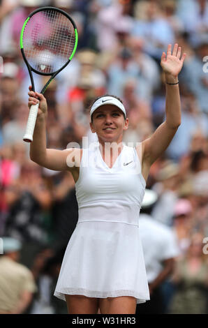 Wimbledon, London, UK. 11. Juli 2019. Simona Halep, Rumänien, 2019 Credit: Allstar Bildarchiv/Alamy leben Nachrichten Stockfoto