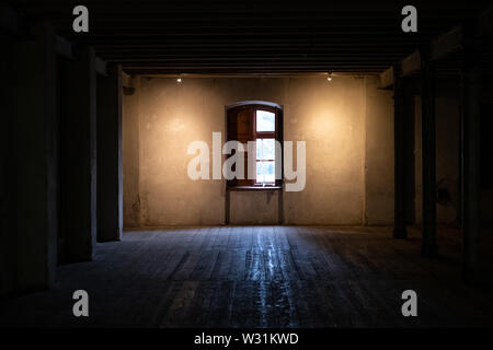 Detail der alten Gebäude im historischen ehemaligen Tytano Tabakfabrik komplexe Altstadt in Krakau, Polen. Stockfoto