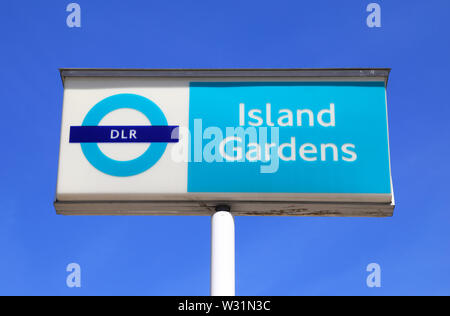 Island Gardens DLR-Station, auf der Isle of Dogs, in Tower Hamlets, in East London, UK Stockfoto