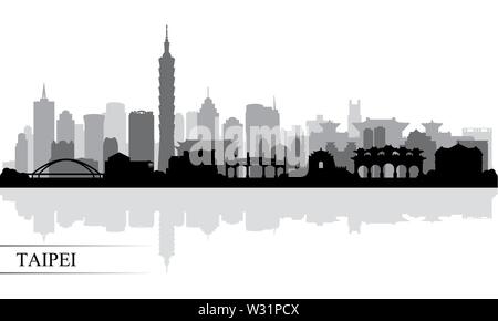 Taipei City Skyline Silhouette Hintergrund, Vector Illustration Stock Vektor