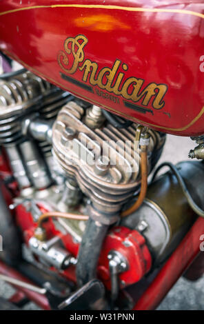 Detail einer alten indischen Scout American Motorcycle Stockfoto