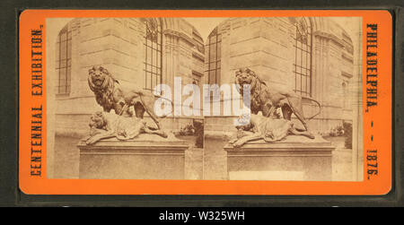 Skulptur des sterbenden Löwin, von Robert N Dennis Sammlung von stereoskopische Ansichten Stockfoto