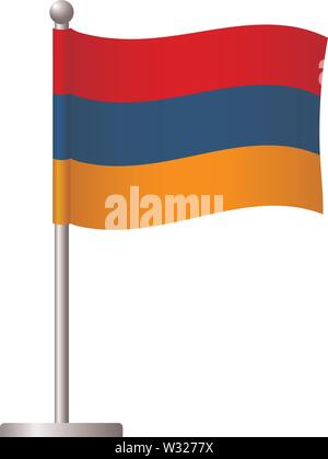 Armenien Flagge auf der Pole. Metall Fahnenmast. Nationalflagge von Armenien Vector Illustration Stock Vektor