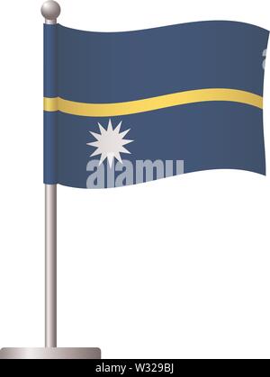Nauru Flagge auf der Pole. Metall Fahnenmast. Nationalflagge von Nauru Vector Illustration Stock Vektor