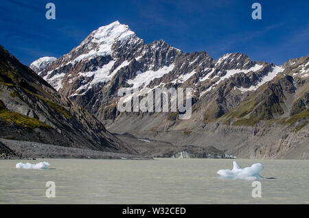 Hooker Lake, Mt. Aoraki (Mt. Cook), Neuseeland Stockfoto