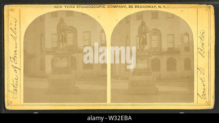 Statue von Franklin, Hof St, Boston, New York stereoskopische Co Stockfoto