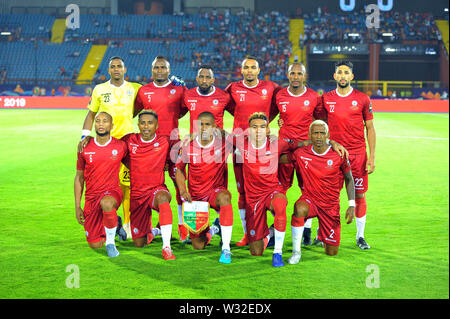 Kairo, Ägypten. 11. Juli, 2019. Team von Madagaskar während des Spiels Madagaskar vs Tunesien. Insgesamt Afrika Cup der Nationen Ägypten 2019 an der Al Salam Stadion von Kairo. Foto: Chokri Mahjoub Credit: Chokri Mahjoub/ZUMA Draht/Alamy leben Nachrichten Stockfoto