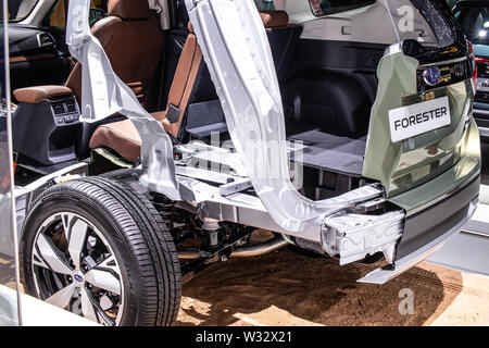 Genf, Schweiz, Mar 2019 Querschnitt neue Subaru Forester, Geneva International Motor Show, 5. Generation, sk, kompakten Crossover-SUV von Subaru Stockfoto