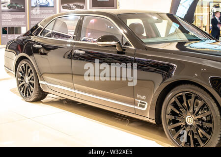 Genf, Schweiz, März 2019 schwarz Bentley Mulsanne W.O. EDITION von MULLINER, 100 Jahr, Genfer Autosalon, Auto produziert, das von Bentley Stockfoto