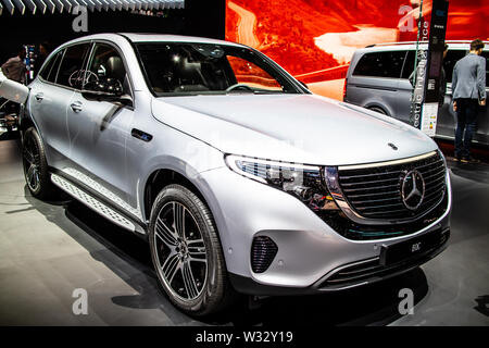 Genf, März 2019 alle neuen elektrischen Mercedes EQC 400 4Matic 300 kW SUV 2019 Modell, EQ Marke, Genfer Autosalon, produziert von Mercedes Benz Stockfoto