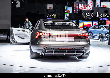 Genf, Schweiz, März 2019: Neue vollelektrische Audi e-tron GT Concept Prototypen Zukunft Auto am Genfer Autosalon, EV von der Audi AG Stockfoto