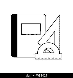 Schulbuch Schule Versorgung mit Regeln Vector Illustration Design Stock Vektor