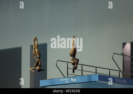 Gwangju, Südkorea. 12. Juli, 2019. Juli 12, 2019 - Gwangju, Süden Korea-Athletes nehmen an einem n Training beim Tauchen der Aquatics Center in Gwangju, Südkorea. 18 FINA Wm Gwangju 2019 Tauchen Wettbewerb am 12. Juli auf 20, 9 Tage planen. Credit: Ryu Seung-Il/ZUMA Draht/Alamy leben Nachrichten Stockfoto