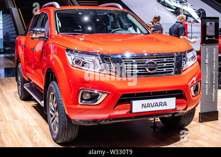 Genf, Schweiz, März 2019 Nissan Navara Pickup Truck am Internationalen Automobilsalon in Genf, 3. Generation, NP 300 D23 Navara produziert von Nissan Stockfoto