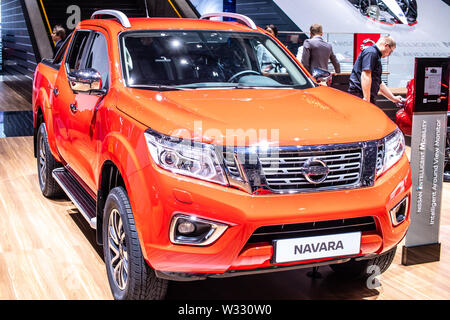 Genf, Schweiz, März 2019 Nissan Navara Pickup Truck am Internationalen Automobilsalon in Genf, 3. Generation, NP 300 D23 Navara produziert von Nissan Stockfoto