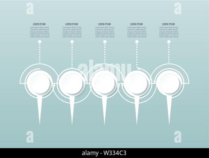 Abstrakten 3D Infografik Vorlage mit fünf Schritte zum Erfolg. Business Circle Vorlage mit Optionen für die Broschüre, Schaltplan, Workflow, Timeline. Stock Vektor