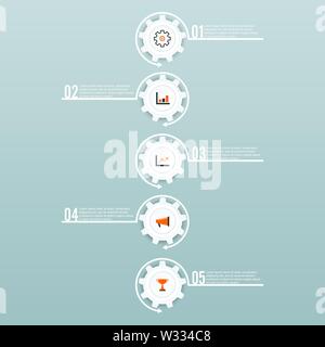 Abstrakten 3D Infografik Vorlage mit fünf Schritte zum Erfolg. Business Circle Vorlage mit Optionen für die Broschüre, Schaltplan, Workflow, Timeline. Stock Vektor