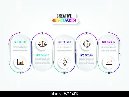 Fünf Schritte Infografiken. Für Broschüre, Business Template, Web Design. Stock Vektor