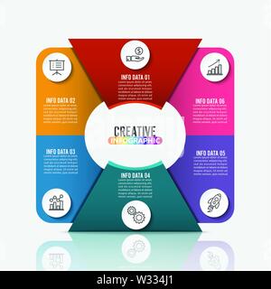 Vector Illustration von sechs Schalter Infografik Elemente verbinden. Stock Vektor