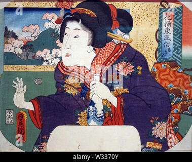 Cherry Blossom und Mode in Edo: Asukayama, von Utagawa Kunisada (Toyokuni III), Holzschnitt, Edo-zeit, 1860 Stockfoto